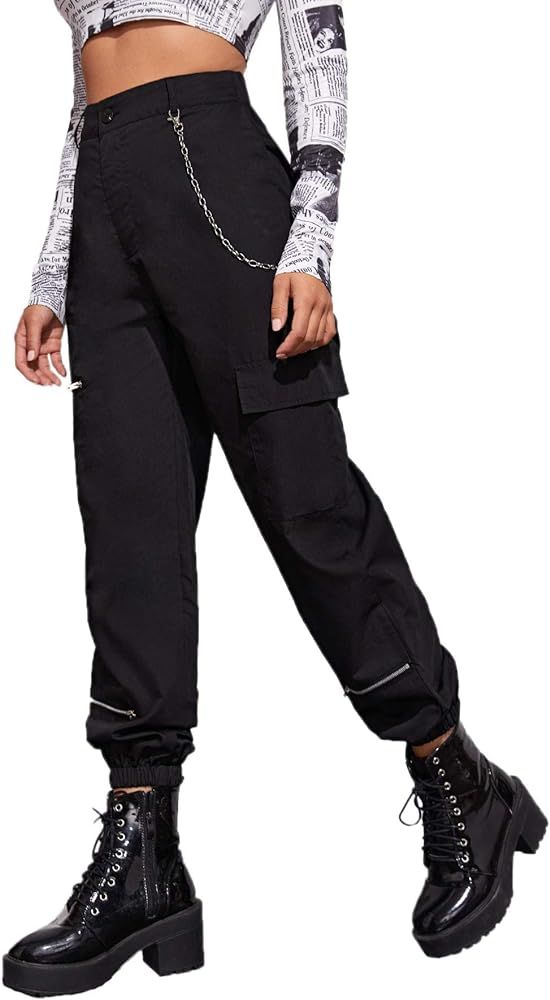 Floerns Women's High Waisted Jogger Pants Solid Outdoor Cargo Pants | Amazon (US)