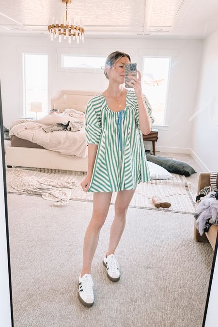 Looks like a dress but it’s really a romper - comes in some super cute color combos, wearing XS - these adidas are half the price of sambas but look almost identical!

#LTKSeasonal #LTKstyletip #LTKshoecrush