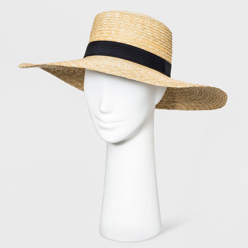 Women's Floppy Hat - A New Day Cornhusk Black Band, Size: Small, White | Target