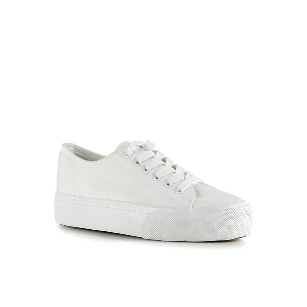 Lace Up Women's Canvas Sneakers in White - Walmart.com | Walmart (US)