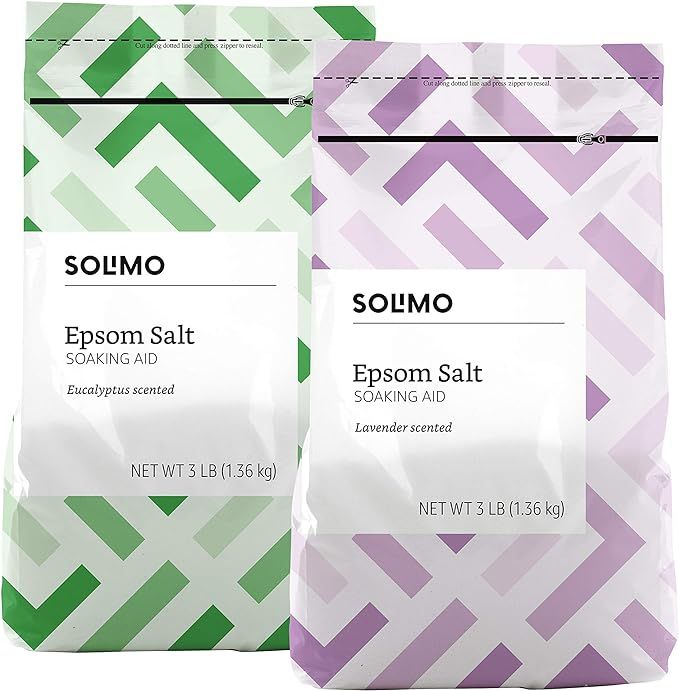 Amazon Brand - Solimo Epsom Salt Soaking Aid, Lavender Scented, 3 Pound & Solimo Epsom Salt Soaki... | Amazon (US)