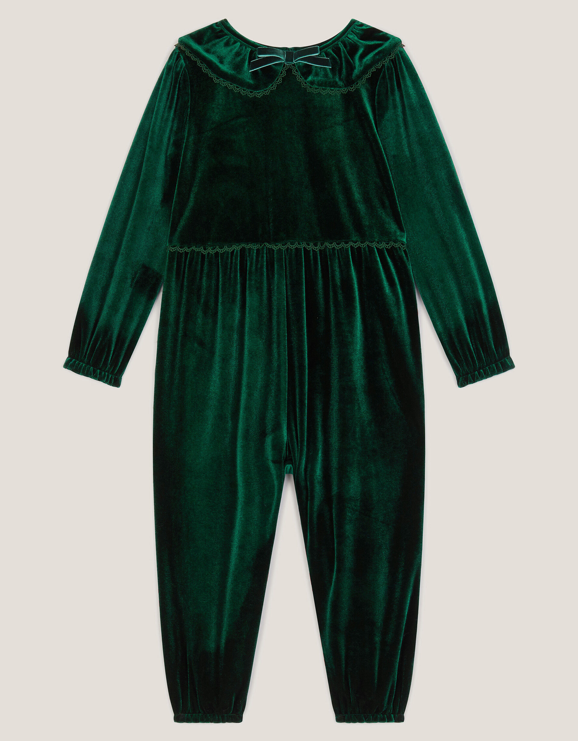Baby Larisa Velvet Collar Romper Green | Monsoon (UK)