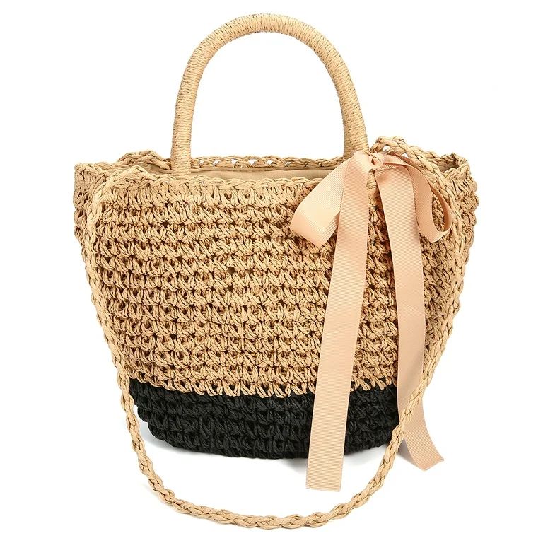Straw Handbag for Women, Beach Weaving Shoulder Bag Outdoor Casual Cross Body Bag Top Handle Satc... | Walmart (US)