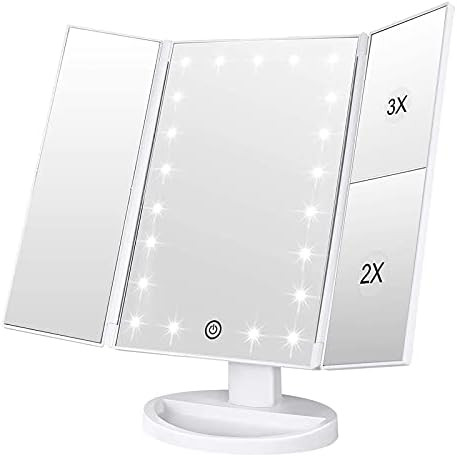 WEILY Makeup Mirror with 21 LED Lights,Two Power Supply, Touch Screen and 1x/2x/3x Magnification ... | Amazon (US)