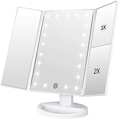 Amazon.com : WEILY Makeup Mirror with 21 LED Lights,Two Power Supply, Touch Screen and 1x/2x/3x M... | Amazon (US)