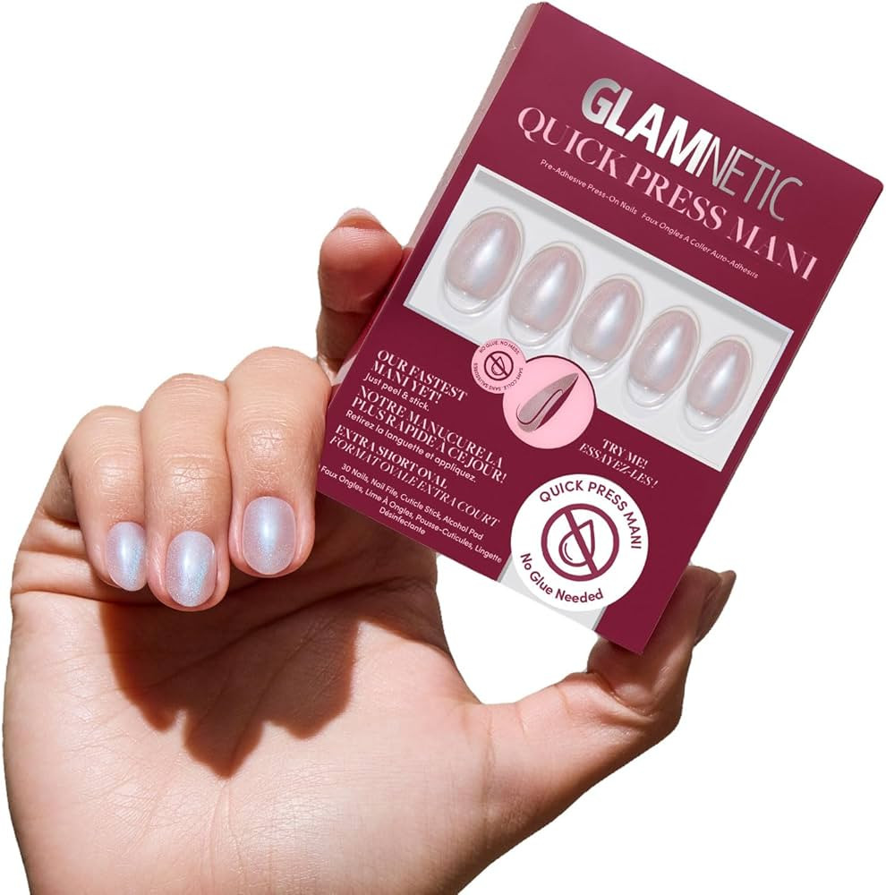 Glamnetic Quick Press Mani - No Glue Press On Nails, Just Peel and Stick, Oval Extra Short Nails,... | Amazon (US)