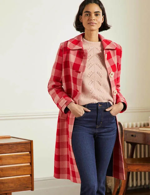 Bonnie Gingham Buttoned Coat | Boden (US)