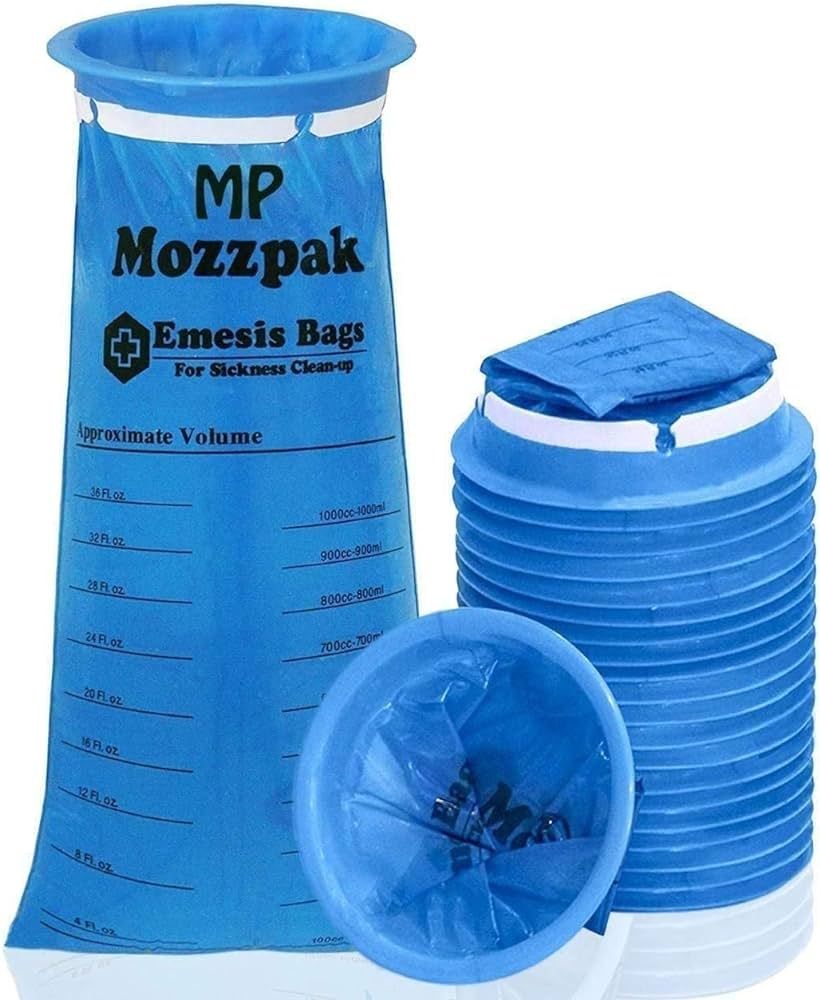 MP MOZZPAK New Vomit Bags – 24 Pack – 1000ml Emesis Bags – Leak Resistant, Medical Grade, P... | Amazon (US)