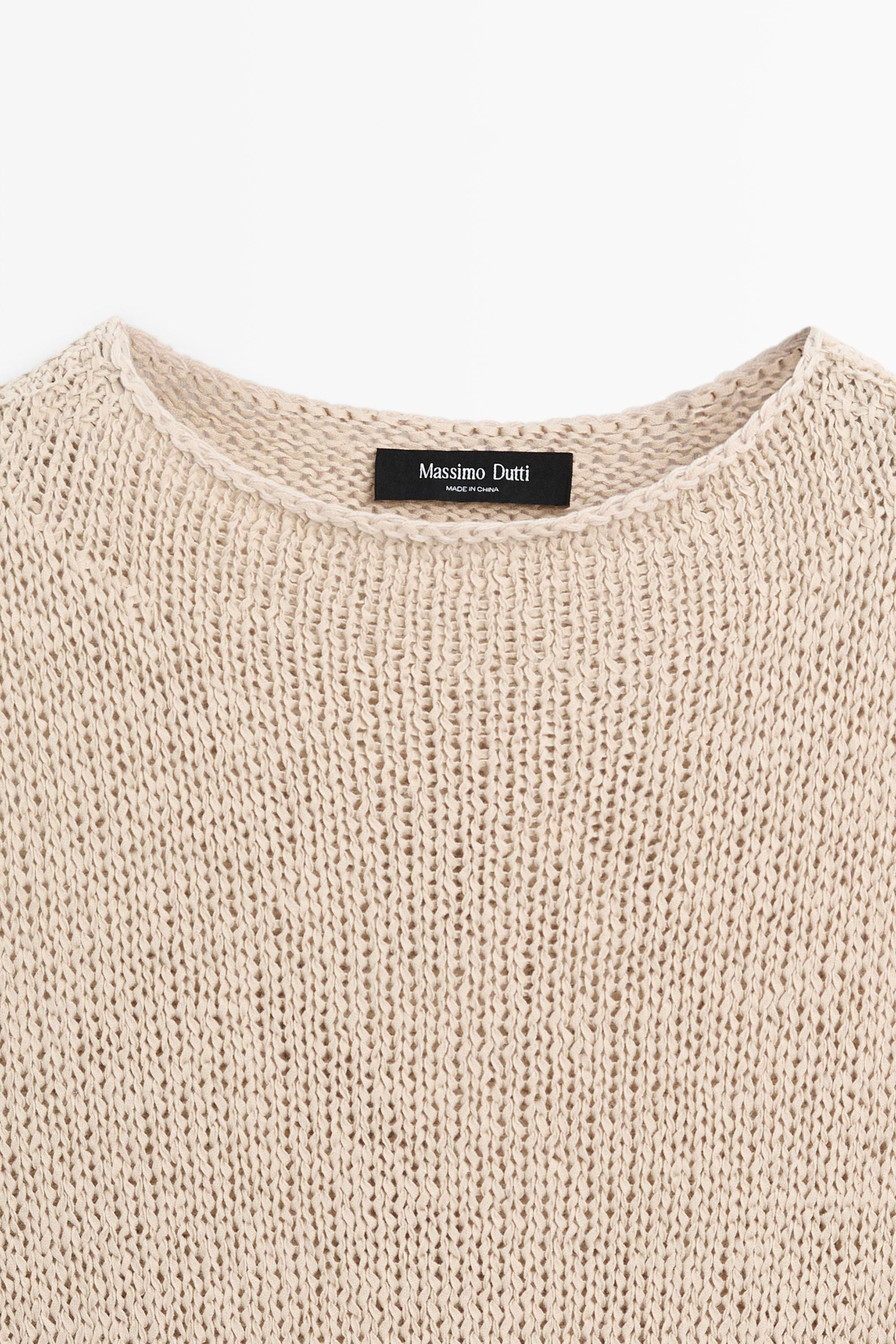 Linen blend knit top | Massimo Dutti US