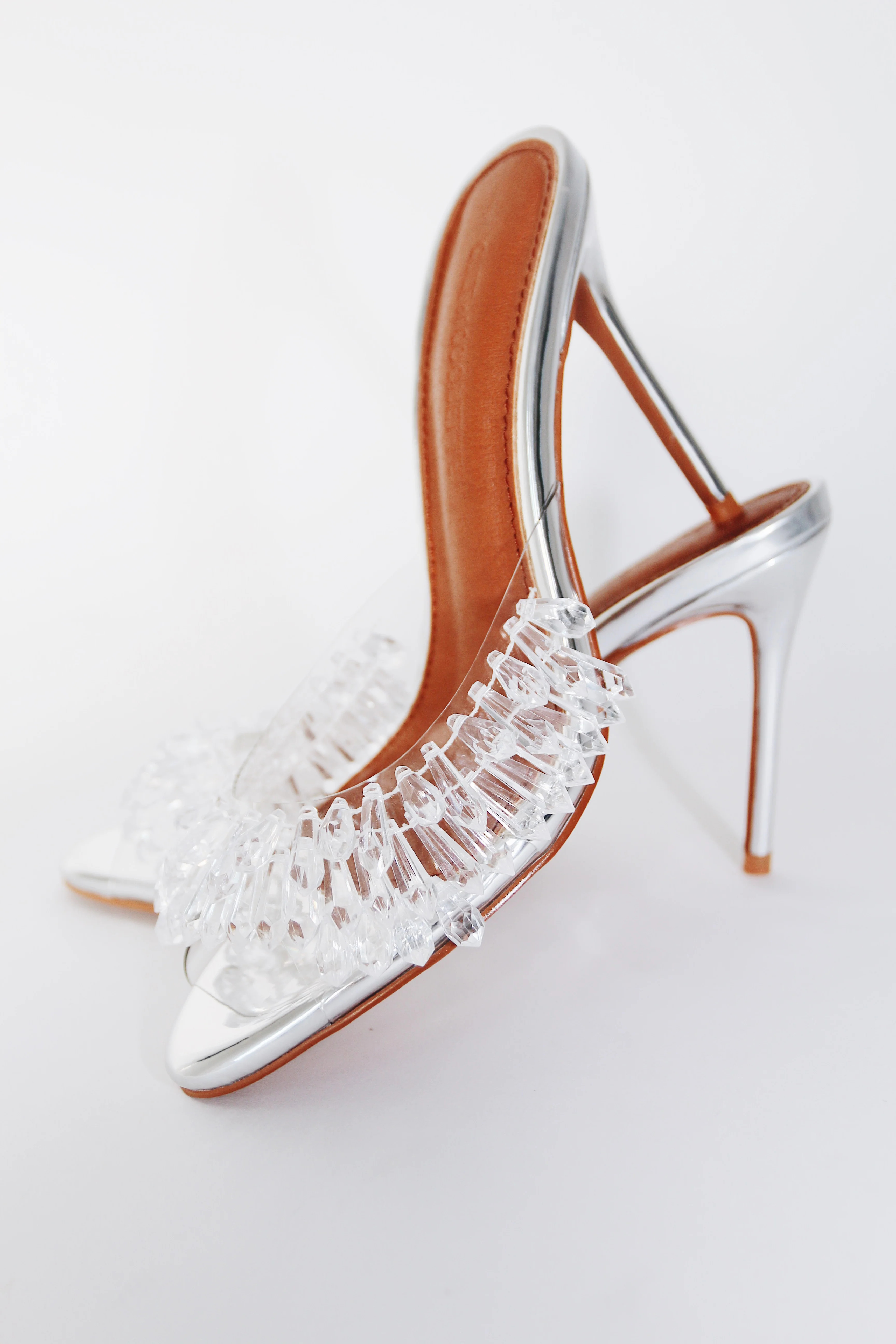 Goldie Clear Drip Chandelier Open Toe Mules 100 mm | CULT OF COQUETTE