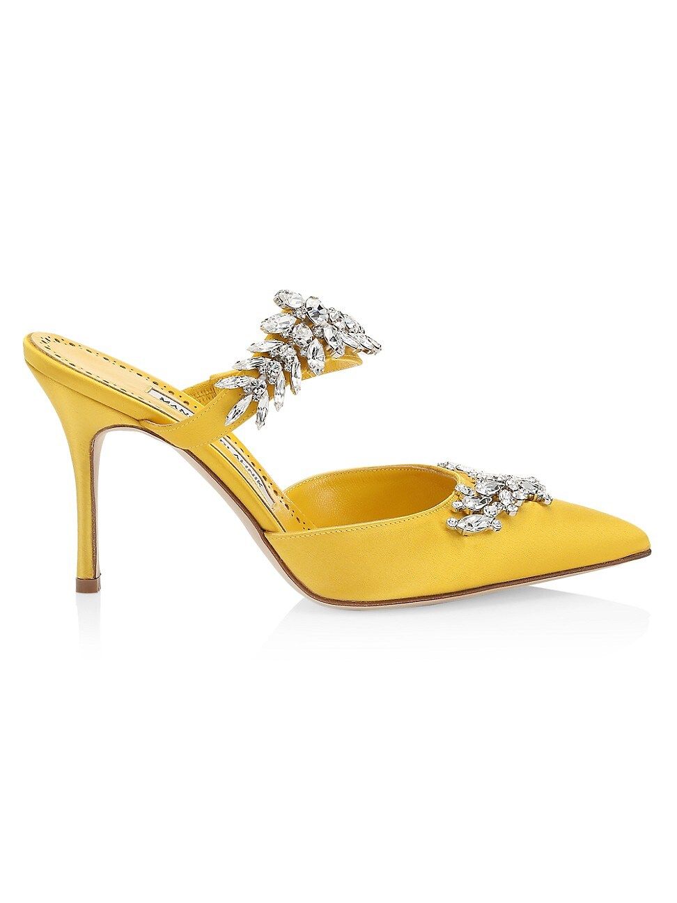 Manolo Blahnik Women's Lurum Embellished Satin Mules - Bright Yellow - Size 8 | Saks Fifth Avenue