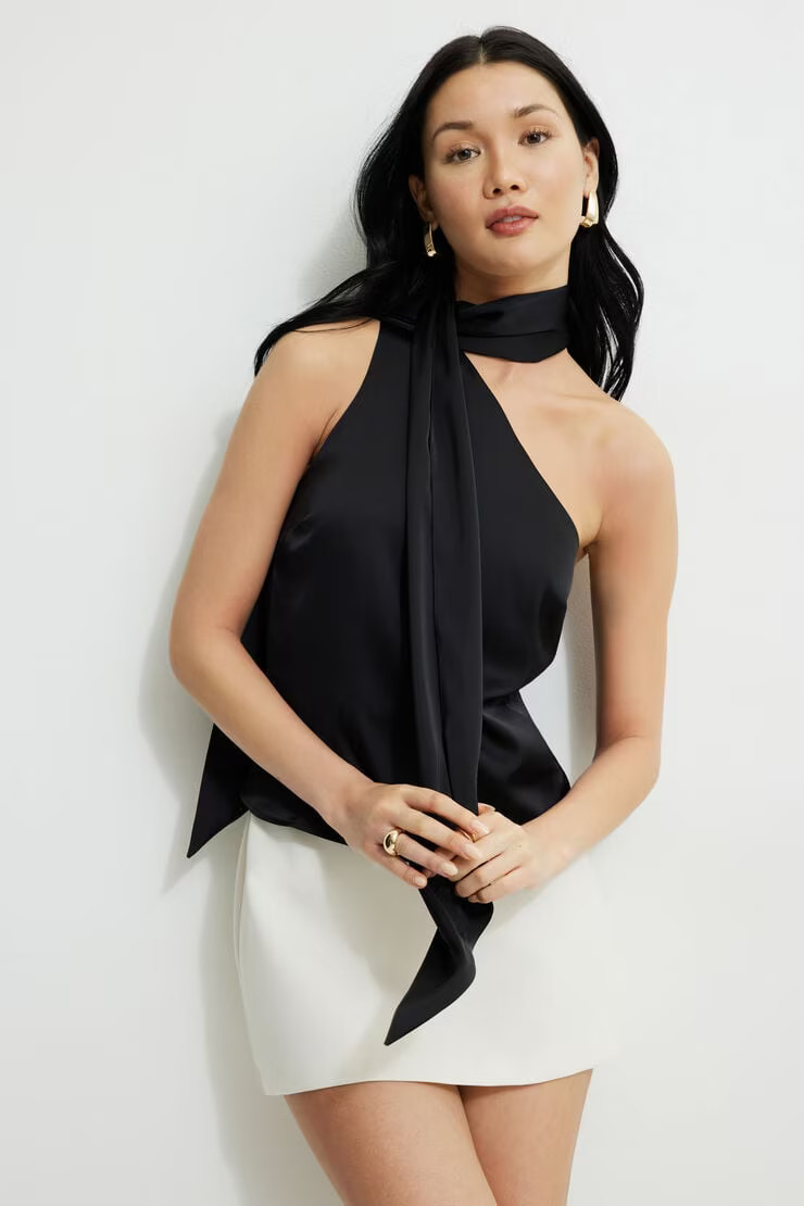 Neck Scarf Satin Top | Dynamite Clothing