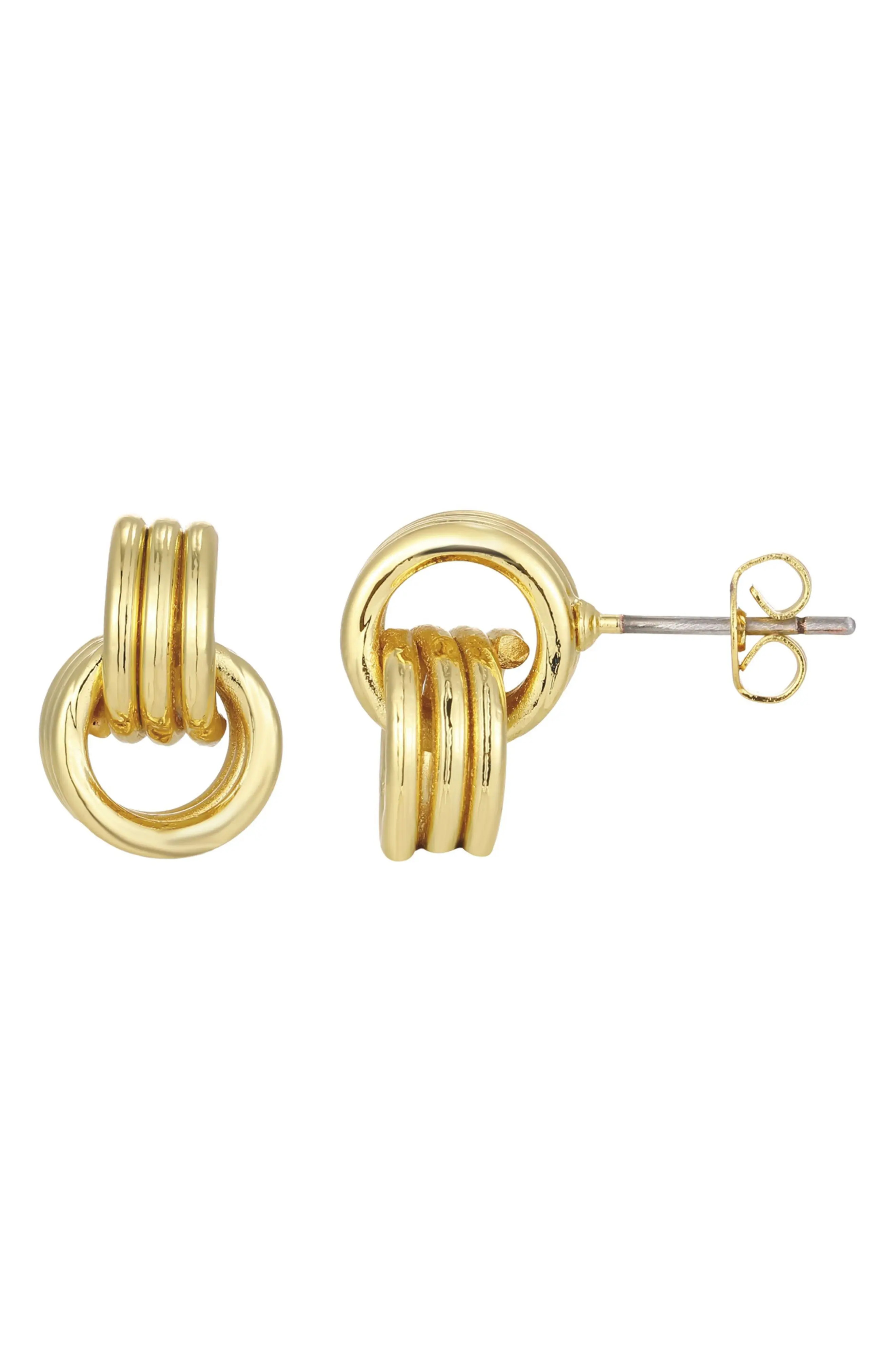 Adornia Maeve 14K Gold Plated Interlocking Circle Stud Earrings at Nordstrom Rack | Nordstrom Rack