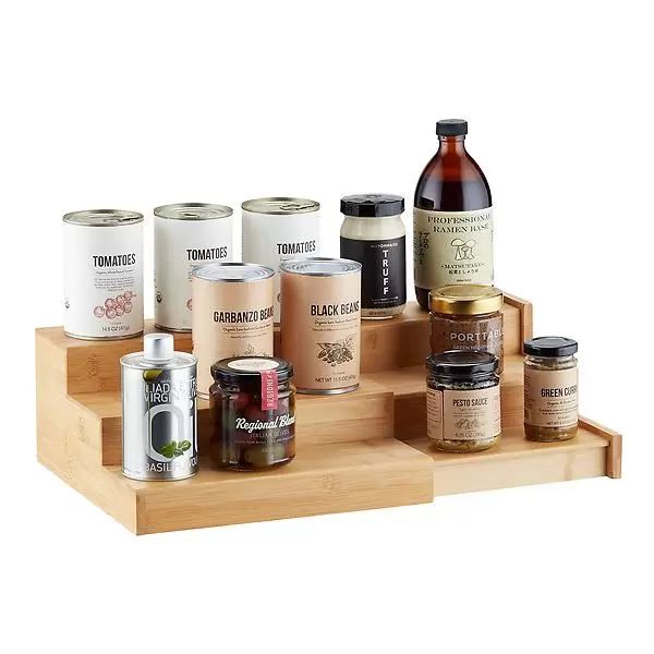 Large 3-Tier Bamboo Expanding Shelf | The Container Store