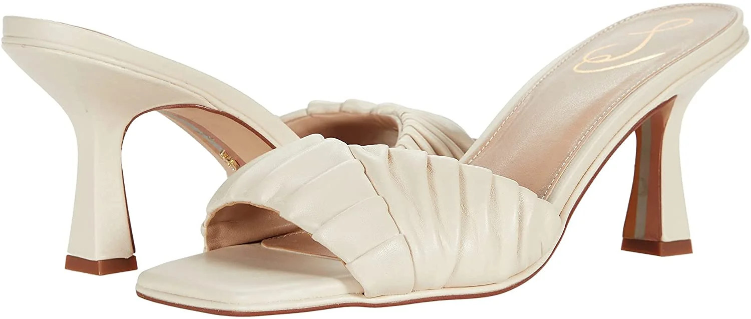 Sam Edelman Womens Kittie Heeled Sandal 7.5 Ivory Leather - Walmart.com | Walmart (US)
