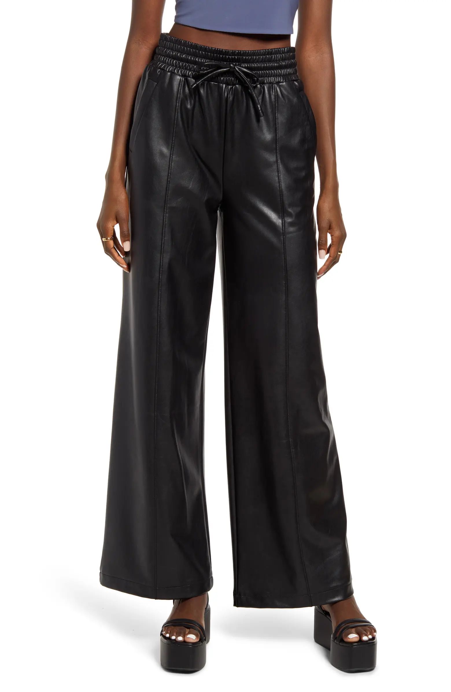 Open Edit Faux Leather Wide Leg Pants | Nordstrom | Nordstrom Canada