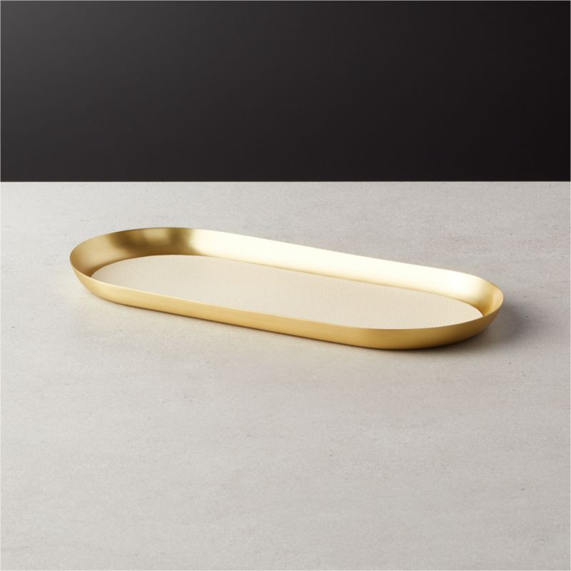 Jax Small Ivory Leather Bar Tray | CB2 | CB2