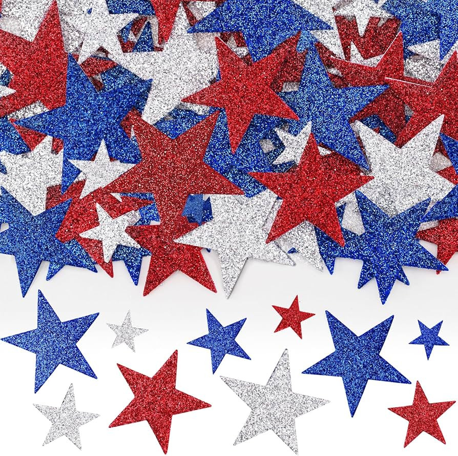 Anwyll 360Pcs Star Stickers - Red Blue Silver USA Patriotic Star Stickers Self Adhesive 4th of Ju... | Amazon (US)