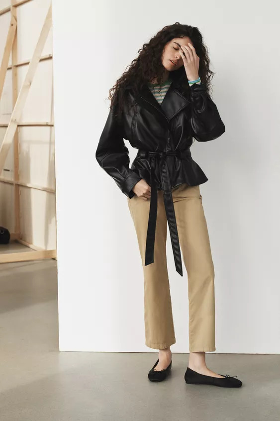 GIUBBOTTO FINTA PELLE CON CINTURA | Zara IT