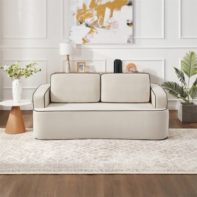 ELJGET 79" Loveseat Sofa, Modern 2-Seater Upholstered Sofa Small Couch for Living Room, Bedroom, Beige | Target