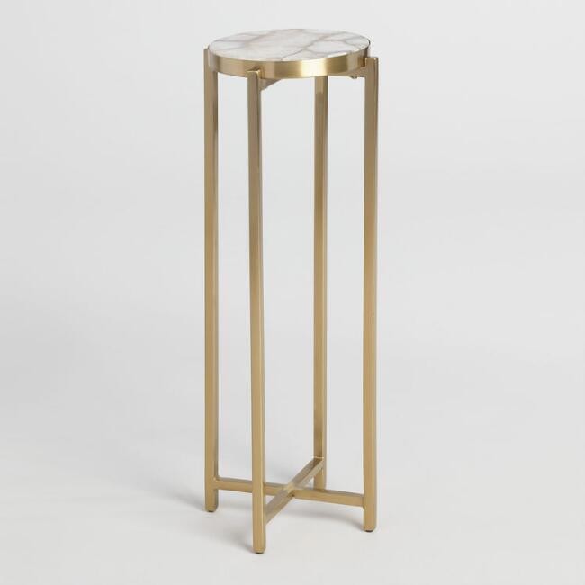 Round Natural Quartz and Metal Lilian Drink Table | World Market