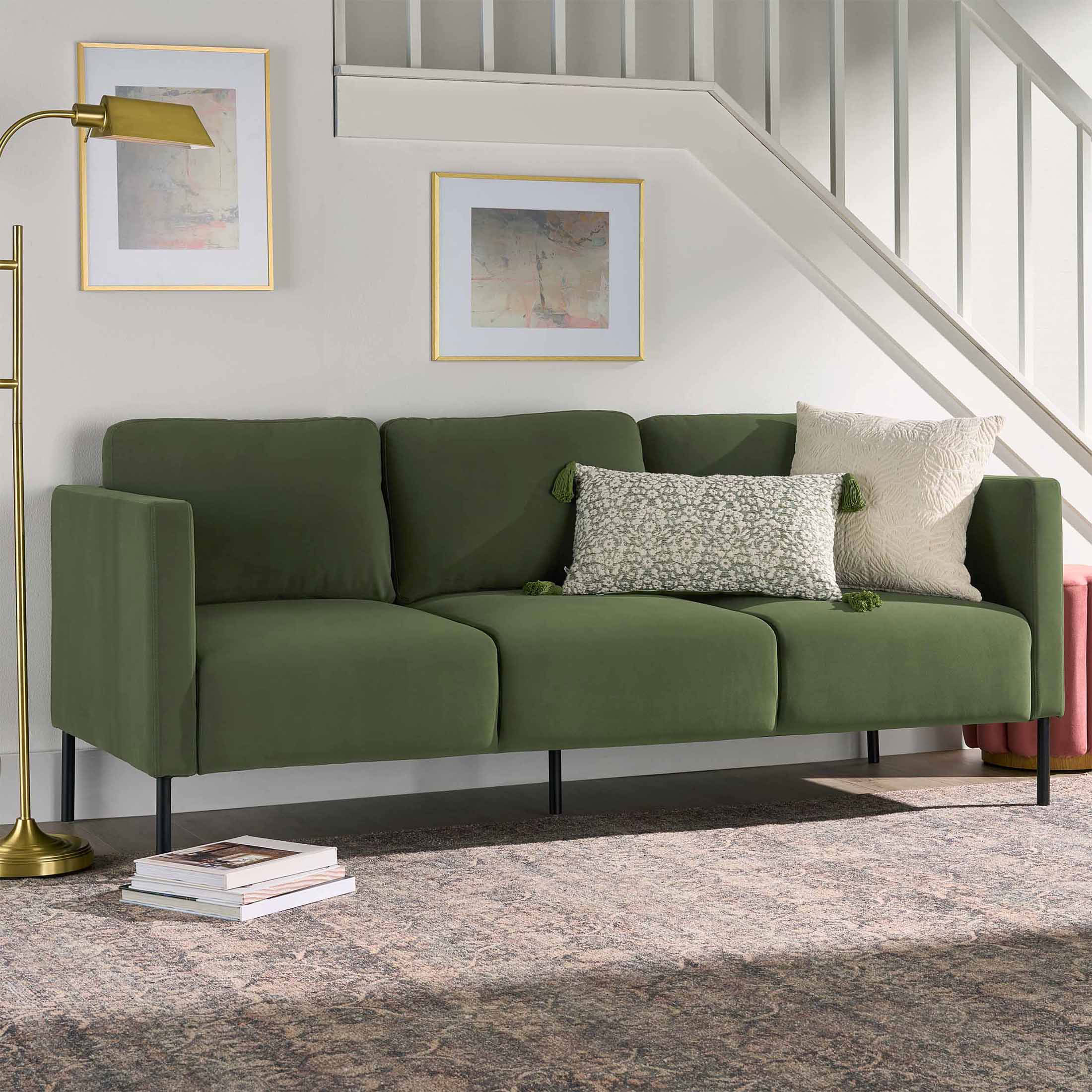 Better Homes & Gardens Wyatt Velvet Sofa, Sea Turtle - Walmart.com | Walmart (US)