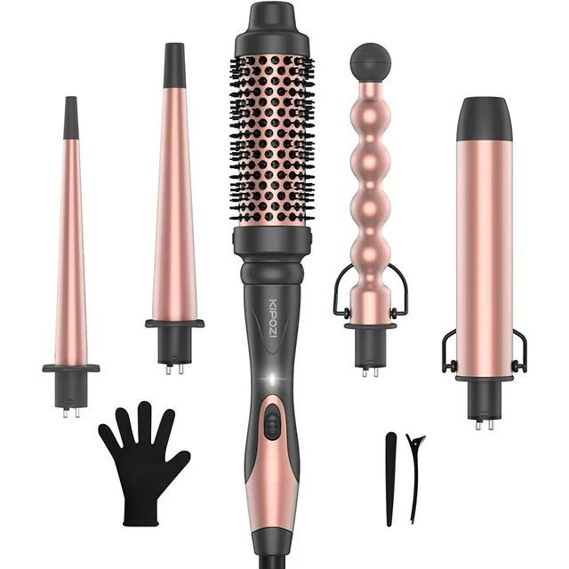 Kipozi 5 in 1 Curling Iron Wand Set, Instant Heating, with 4 Ceramic Barrels and 1 Curling Iron B... | Walmart (US)