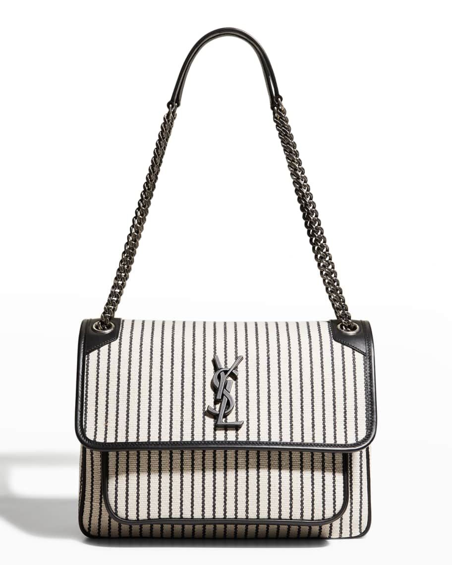 Saint Laurent Niki Medium Striped Canvas Shoulder Bag | Neiman Marcus