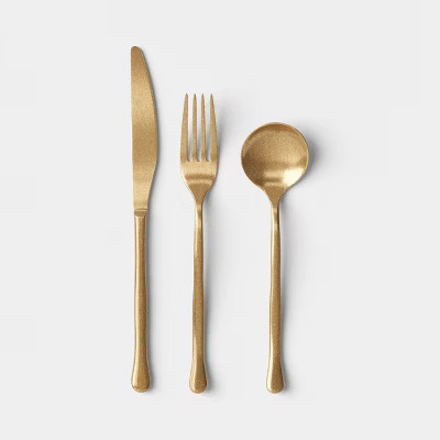 3pc Organic Tumbled Flatware Set Gold - Threshold™ | Target