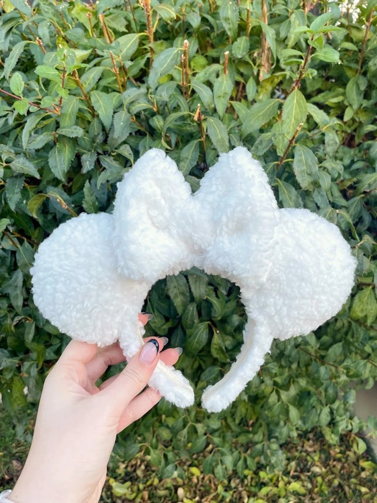 White Sherpa Mouse Ears - W/ Comfortable Headband Option for Headaches and Migraines - Etsy | Etsy (US)