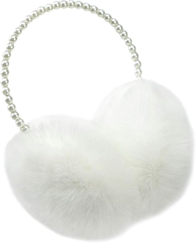 RONRONS Women Soft Plush Earmuffs Outdoor Warmers with Pearl Headband | Amazon (US)