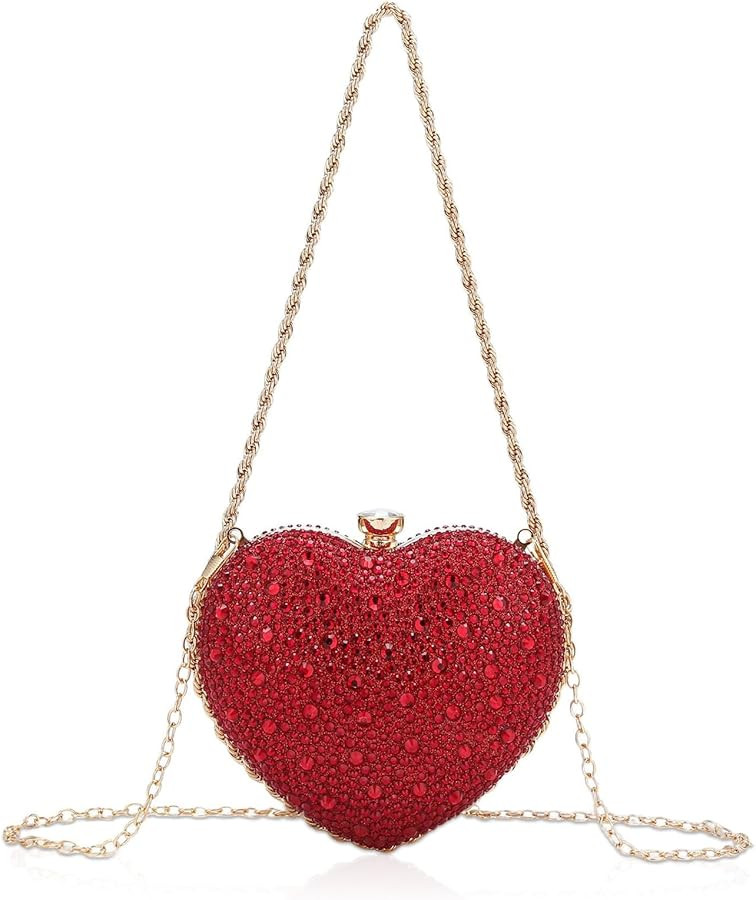 Simcat Cute Heart Shape Clutch Purses Love Heart Women Rhinestone Wedding Handbag Clutch Party Ev... | Amazon (US)
