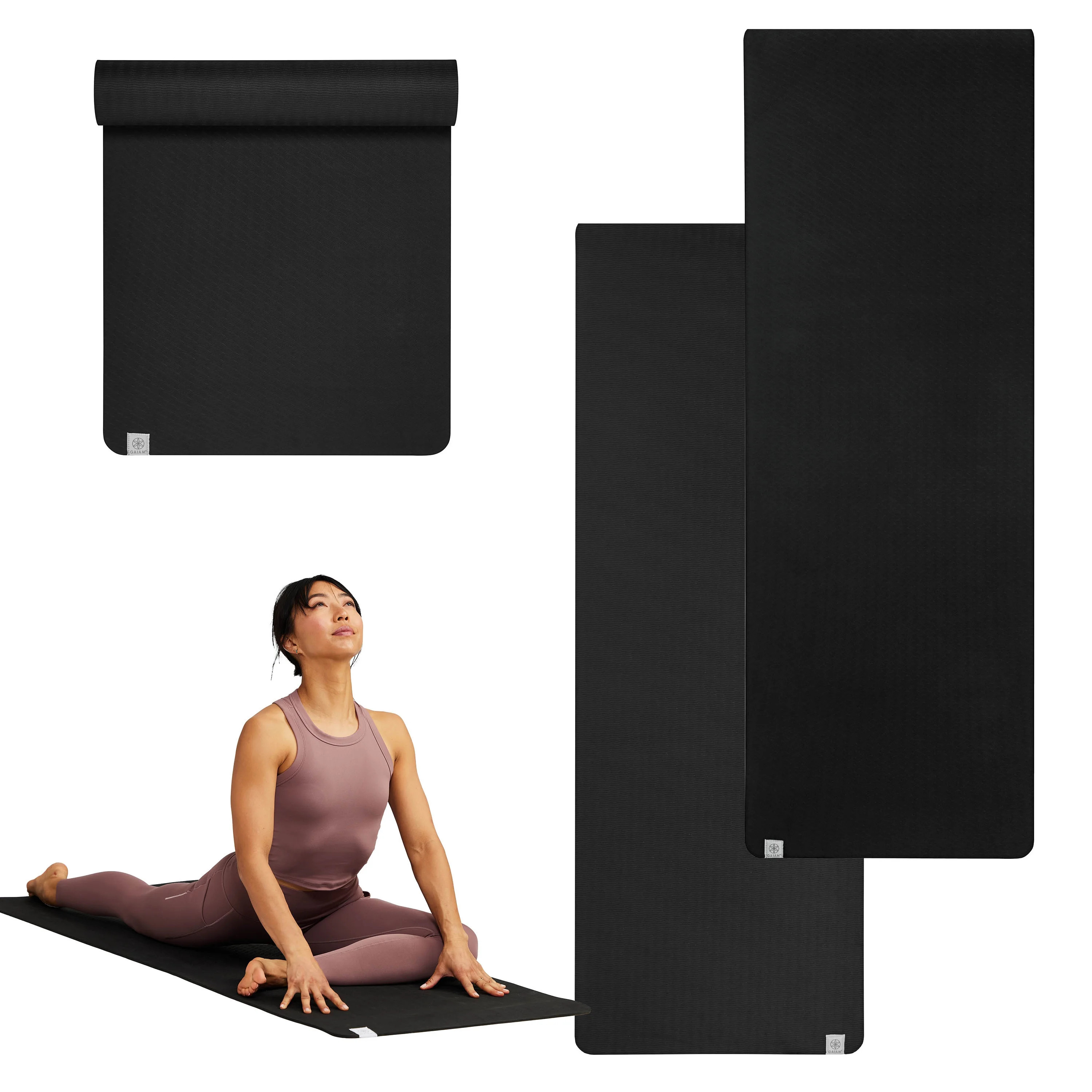 Gaiam Performance Yoga Mat, Made of Durable TPE, 23.5" x 68" x 6MM Thick, Black | Walmart (US)