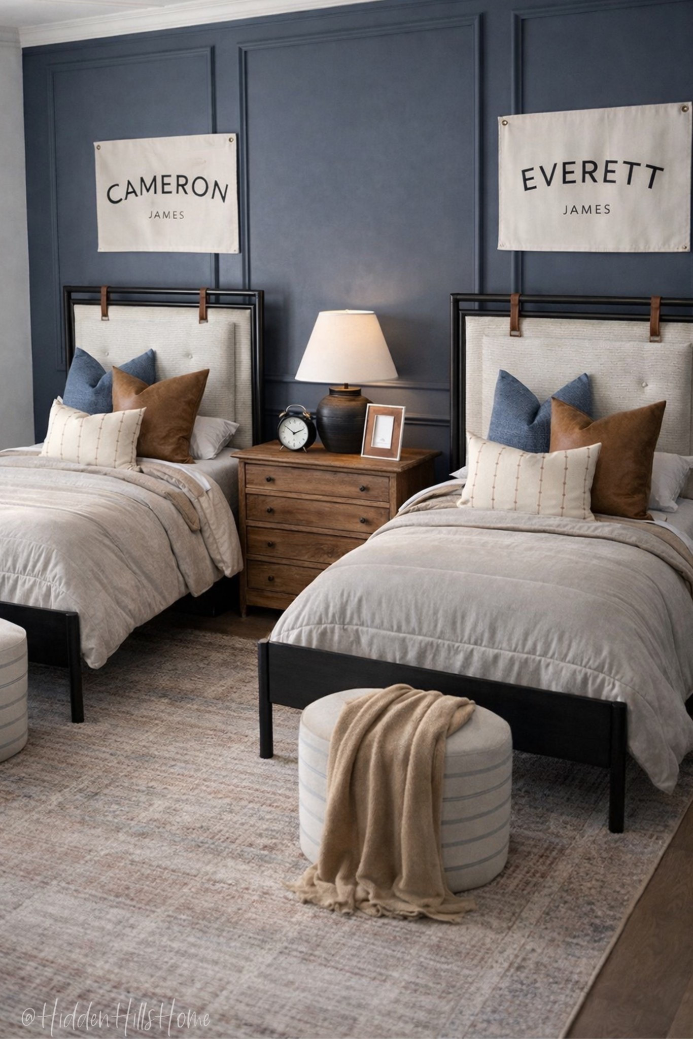 Boys bedroom decor! Shared kids room mood board. Home decor ideas, kids bedding, masculine kids room, shared sibling bedroom #kids