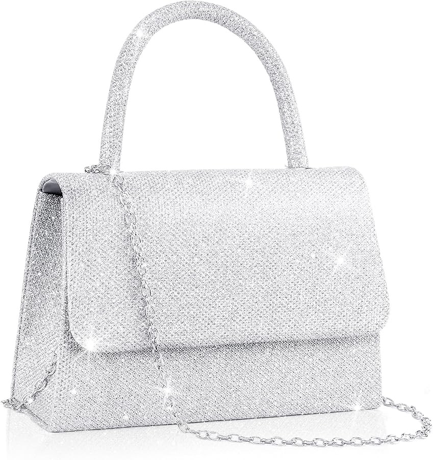 Larcenciel Women's Evening Handbags, Glitter Top Handle Evening Clutch Purse w/Chain for Party Pr... | Amazon (US)