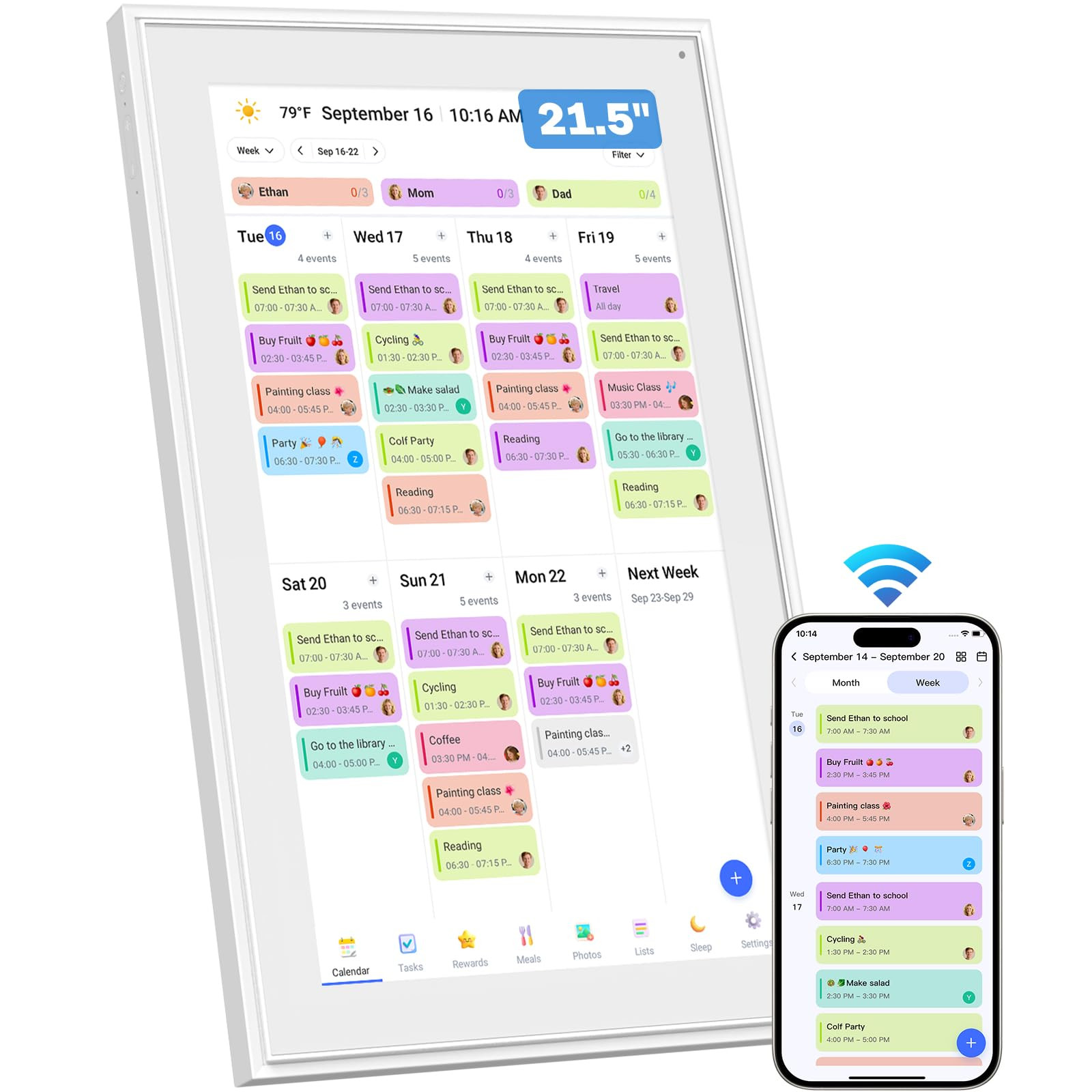 Canupdog 21.5 Inch Digital Calendar, Electronic Planner & Chore Chart with 1920x1080P IPS Touchsc... | Amazon (US)