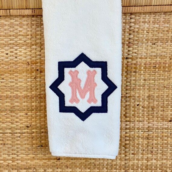 Custom Applique Monogram Hand or Bath Towel, The "Nova" Monogram, 100% Turkish Cotton Towel, Mono... | Etsy (US)