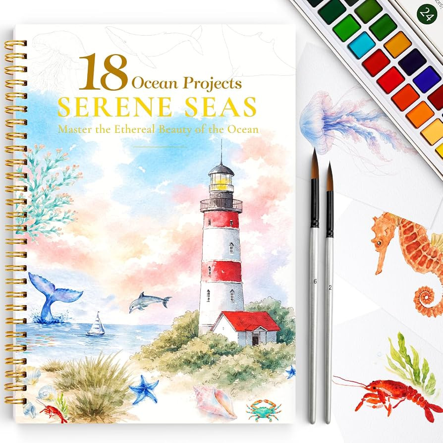Watercolor Workbook for Beginners,18 Serene Seas Sceneries Water Coloring Book,Relaxing & Easy to... | Amazon (US)
