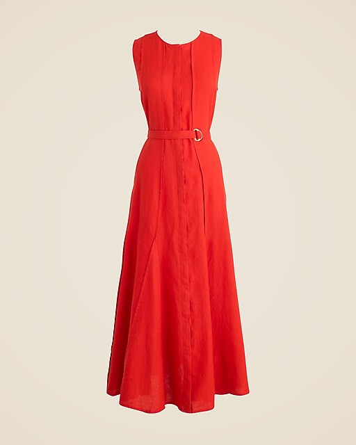 Seamed linen dress with removable belt | J. Crew US