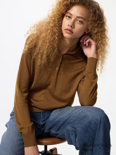 100% Merino Polo Jumper | UNIQLO (UK)
