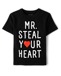 Baby And Toddler Boys Valentine's Day Steal Your Heart Graphic Tee - black | The Children's Place
