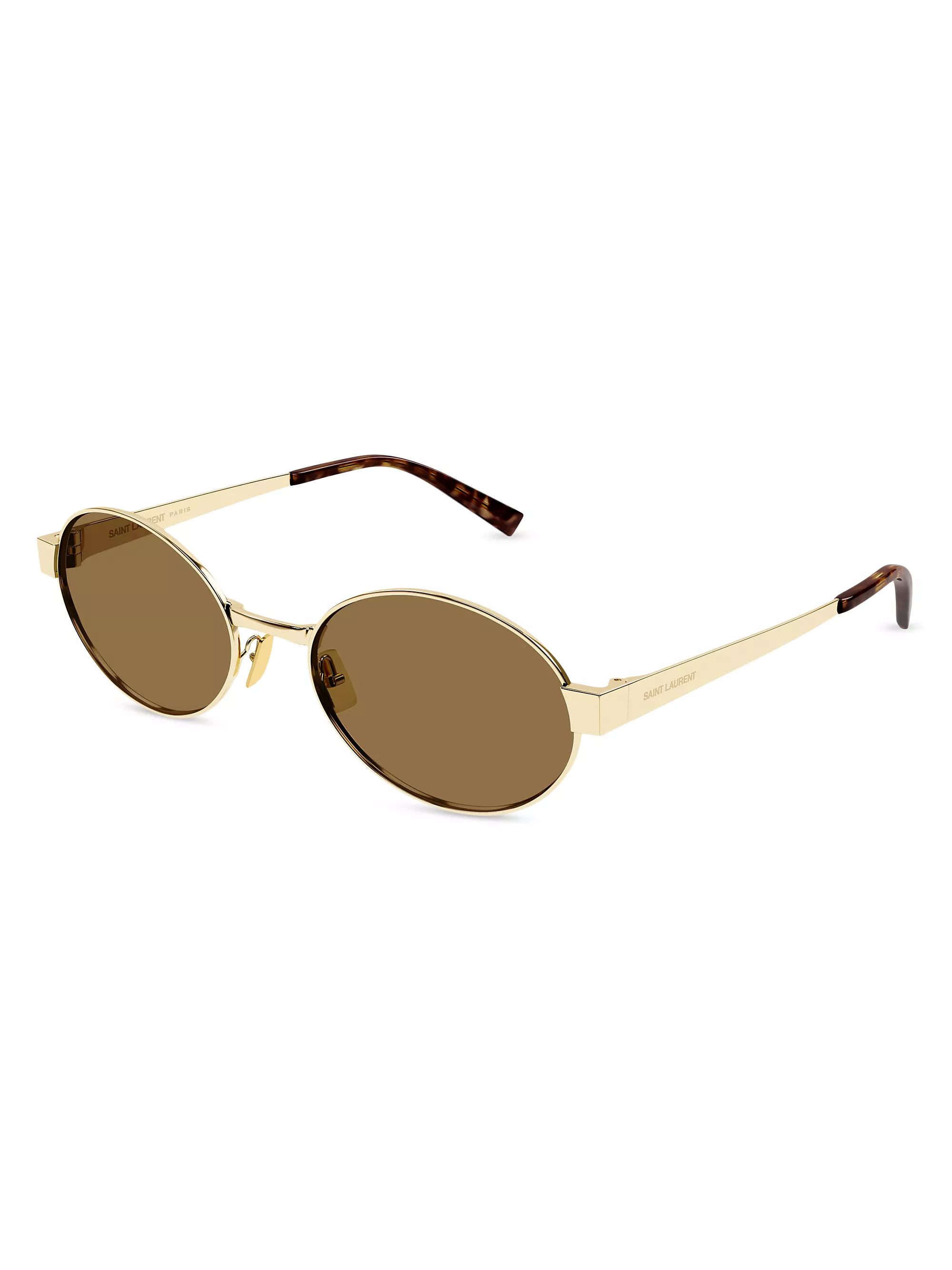 Saint Laurent Feminine Fashion Icons 55MM Oval Metal Sunglasses | Saks Fifth Avenue | Saks Fifth Avenue