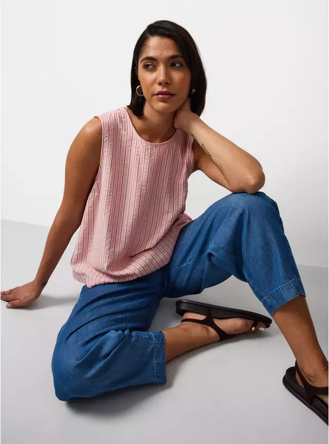 Pink Stripe Textured Shell Co-ord Top 24 | Tu Clothing
