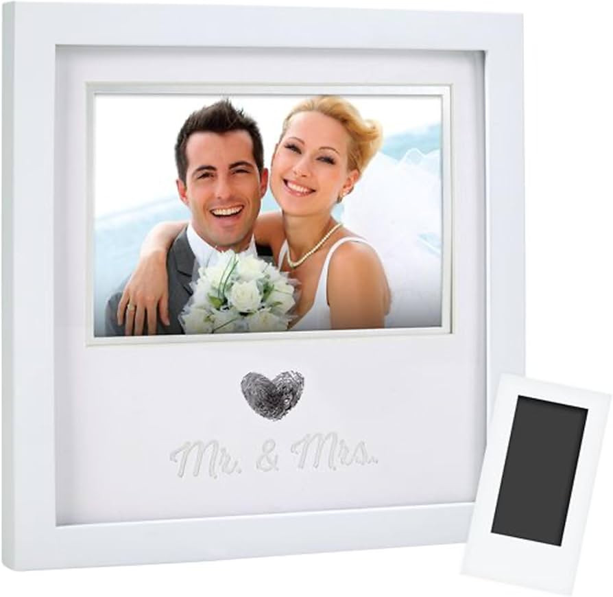 Pearhead Mr. & Mrs. Heart Thumbprint Picture Frame and Ink Kit, White | Amazon (US)