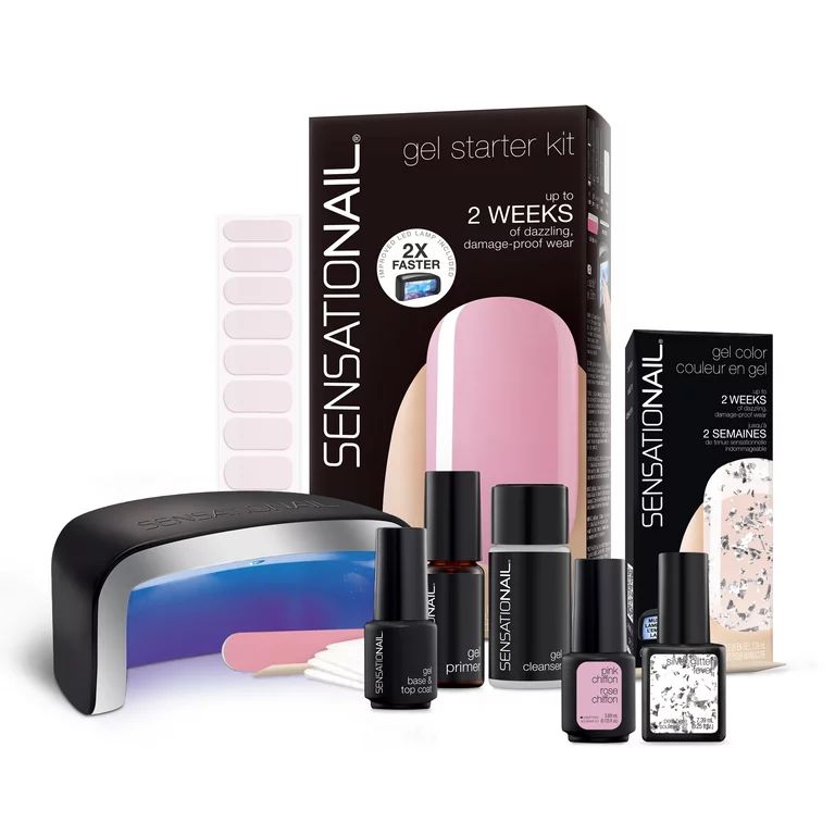 ($35 Value) Sensationail Gel Polish Kit, Pink Chiffon & Silver Glitter | Walmart (US)