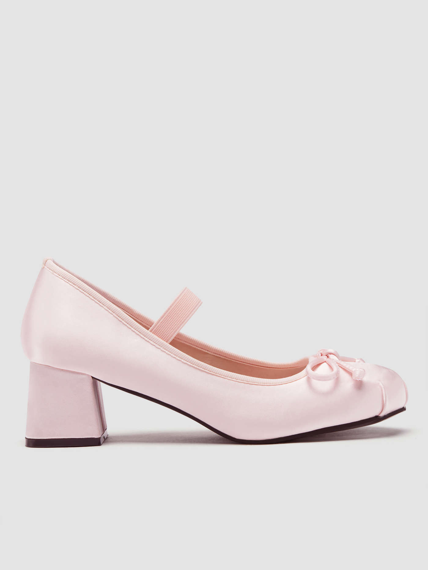 Bowknot Decor Satin Heeled Mary Jane Shoes | Cider