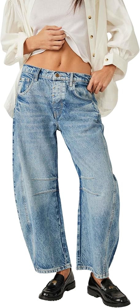 FP Movement Women's We The Free Good Luck Mid-Rise Barrel Jeans | Amazon (US)
