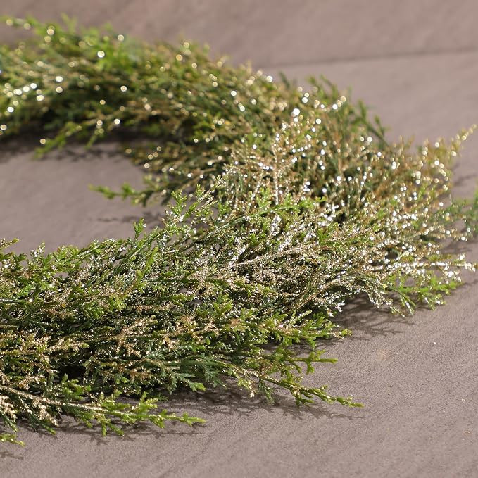 6ft Gold Glitter Cedar Garland, Winter Christmas Cedar Garland, Artificial Indoor and Outdoor Ced... | Amazon (US)