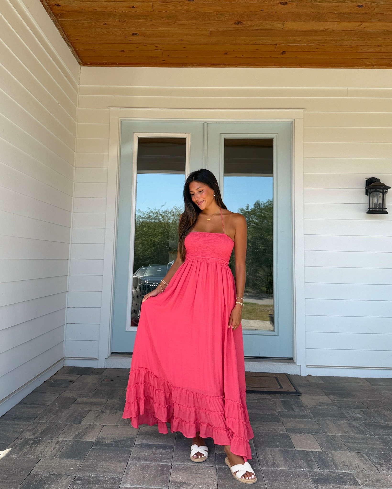 the most stunning coral sundress!! wearing a size small🫶🏼

#LTKootd #LTKSeasonal