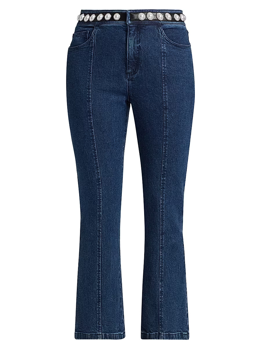 Women's Shannon Pearl-Embellished Jeans - Oceane - Size 8 | Saks Fifth Avenue